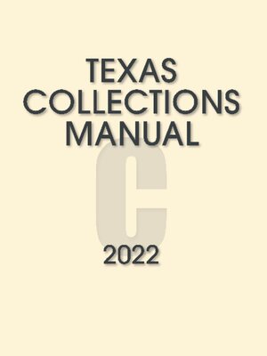 cover image of Texas collections manual. 2022